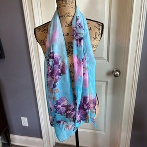 Blue & Purple floral sheer scarf